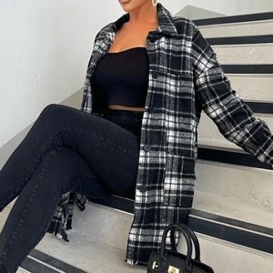 Black and White Flannel Shacket
